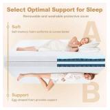 Vipfree 3 Inch Memory Foam Mattress Topper Twin XL Size, 2 Inch Cooling Egg Crate Gel Memory Foam Plus 1 Inch High Density Gel Bed Topper