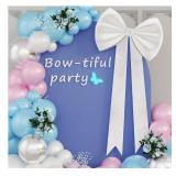 White Bow Birthday Decorations Coquette: Wedding Party Backdrop Velvet 25in Large Bow