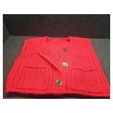 Handmade Red Knit Vest with Gold Buttons Size M - Retail: $25