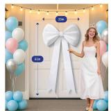White Bow Birthday Decorations Coquette: Wedding Party Backdrop Velvet 25in Large Bow