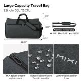 mixi Carry On Garment Bag for Travel 56L Convertible Duffle Bag for Men Women 2 in 1 Hanging Luggage Suitcase Dress Suit Travel Bag with Shoes Pouch, Rock Gray