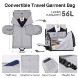 mixi Carry On Garment Bag for Travel 56L Convertible Duffle Bag for Men Women 2 in 1 Hanging Luggage Suitcase Dress Suit Travel Bag with Shoes Pouch, Rock Gray