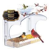 Goodeco Clear Window Bird Feeder - Outdoor Window Feeder with Strong Self-Adhesive Hooks, Bird Bath or Water Bowl for Outside Watchings - with a Brush, Easy to Clean, Ideal Gifts for Mom Parents