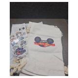 Monster Truck Party Favors - 140 Pack Includes 10 Drawstring Monster Truck Goodie Bags, 50 Stickers & 80 Tattoos with Downloadable Cupcake Toppers, Labels & More - Ideal for Birthday Party Supplies