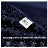 DREAMNINE Decorative 850GSM Fluffy Feather Faux Fur Throw Blanket for Couch Sofa 50" x 60" Soft Plush Long Hair Shaggy Fuzzy Blankets Double Sided Luxury Warm Furry Blanket for Valentine Navy Blue"