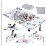 FUNSTAR Airplane seat Extender for Kids, Toddler Airplane Bed with Blanket, Airplane Travel Essentials, Durable and Comfortable Baby Portable Airplane Bed Flight Footbed (White).