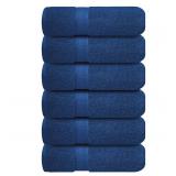 Dewall Maisons Navy Blue Hand Towels for Bathroom - Set of 6 (16x28 inches) 600 GSM, 100% Cotton Ultra Soft, Quick Drying, Hotel Quality Towel Set