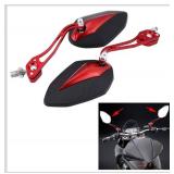 for motorcycle side mirror Scooter Rearview Mirror,Pair 8mm 10mm Universal Motorbike Motorcycle Aluminum Alloy Rearview Mirror Rear View Side Mirrors(Red)