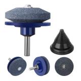 4 PCS Lawn Mower Blade Sharpener Universal Multi-Sharp Rotary Lawnmower Sharpen for Power Drill Hand Drill and Lawn Mower Blade Balancer