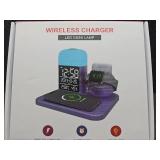 Modern LED Desk Lamp with Wireless Charger and Digital Clock - Retail: $35