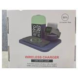 Modern LED Desk Lamp with Wireless Charger and Digital Clock - Retail: $35