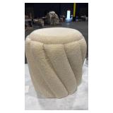 Round Upholstered Ottoman Footstool Small Vanity Stool Modern Pouf for Living Room Room Makeup Room Space Saver(beige) 16in - Retail: $0