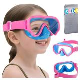 Vvinca Kids Swim Goggles with Nose Cover, Snorkel Diving Mask Fabric Strap Anti Fog Anti Shattered Lens Goggles for Kids 3-15