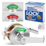 ANNFUZ Vacant Occupied Bathroom Door Handle Lock,Privacy Lever with Large Indicator,in-Use or Vacancy Indication Occupied Deadbolt,Commercial Door Handle Lock for Public Restrooms(Satin Nickel)