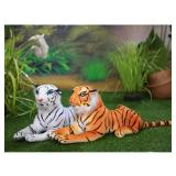Gwxqybfe 12inch Realistic Tiger Stuffed Animal, Soft Stuffed Tiger Plushie Toys, Birthday for Kid Boys Girls (Brown)