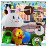 6 FT Easter Inflatable Yard Decorations, Mushroom Rabbit and Colored Egg Chicken Light up Outdoor Decor for Holiday Party Indoor Outdoor Garden Lawn