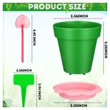 LOYIM 36 Packs Cupcake Plant Nursery Pots with Humidity Dome Small Flower Pots Plastic Planting Containers Cups with Saucers and Shovel for Indoor Outdoor Plant Succulent Display(Colorful)