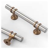 Asidrama 10 Pack 3 Inch(76mm) Brushed Satin Nickel and Champagne Bronze Kitchen Cabinet Handles, Cabinet Pulls Kitchen Cabinet Hardware Cupboard Handles Drawer Pulls