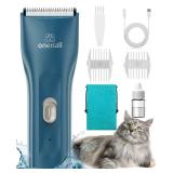 oneisall Pet Clipper for Cat Matted Hair, Pet Shaver for Cats Quiet Pet Clippers Waterproof Cordless Cat Clippers for Matted Hair Long Hair with Storage Bag (Green)