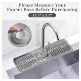 PoYang 17.7 Inch Faucet Mat for Kitchen Sink Splash Guard Behind Faucet, Sink Protectors for Kitchen Sink Faucet Mat Splash Guard for Kitchen Sink Area, Long Silicone Faucet Guard & Draining Mat, Grey