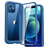 Diaclara Designed for iPhone 12/12 Pro Case, Full Body Rugged with Built-in Touch Sensitive Anti-Scratch Screen Protector, Soft TPU Bumper Case for iPhone 12/12 Pro 6.1\" (Blue)