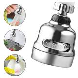 360Â° Kitchen Faucet Sprayer Attachment - Stainless Steel Swivel Kitchen Sink Faucet Head Replacement, 3 Adjustable Modes, Water Saving, Easy to Install, for Round Taps with Internal & External Thre