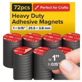 Strong Ceramic Round Magnets With Adhesive Backing (1x0.15\"/25x4mm, 72 pcs) - Heavy Duty Sticky Magnets, Non-Corrosive, Versatile For Home, Office, Workshop, Whiteboard, Fridge And Hobby Use