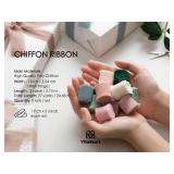 Vitalizart 1\" x 27 Yd Chiffon Silk Ribbon Mixed Color Ribbons Set 3 Yd x 9 Rolls Fringe Fabric for Wedding Invitations Bridal Bouquets Party Decoration Gift Wrapping Bow Making