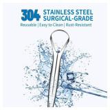 Cafhelp Tongue Scraper, 100% 304 Surgical Stainless Steel Tongue Cleaner for Both Adults and Kids, Professional Reduce Bad Breath Metal Tongue Scrapers, Help Your Oral Hygiene (with 2 cases)