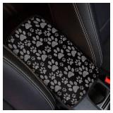 Dreaweet Dog Paw Print Car Armrest Cover for Women Car Center Console Pad Cute Car Accessories Universal Fit Armrest Cover Protector for Cars,SUV,Sedan
