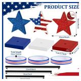 3 PCS 4th of July Table Decorations Wood Star Set, Labor Day Tiered Tray Decor, Veterans Day Memorial Day Table Decor, Red White and Blue Decorations for Home Tables(Star)