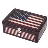 MyGift Decorative Storage Box, Retro Style American Flag Tin Metal Keepsake Box with Lid and Padlock