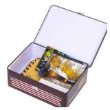 MyGift Decorative Storage Box, Retro Style American Flag Tin Metal Keepsake Box with Lid and Padlock