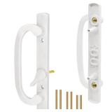 Eockatoo Sliding Glass Patio Door Handle Replacement Set Non-Keyed Offset Position Zinc Diecast I/E Pull Handles, Fits 1-3/8\" to 2-1/4\" Thick Doors, 3-15/16\" Hole Spacing, Non-Handed, White