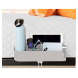 Squirrel Gray Bedside Perch â Perfect dorm gift & small space essential! USB-C & A charging, cup holder fits Hydro Flask, YETI, S