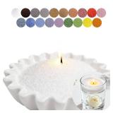 Aufien Candle Sand with Wicks, 21.4 Oz Pearled Candle, DIY Bead Powder Sand Wax Making kit Refillable Non Toxic for Handmade, Wedding and Halloween Christmas Decorations White Unscented