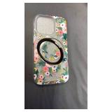 for iPhone 15 Pro Case with MagSafe Stand Ring for Women, Cute Spring Floral Design with 360Â° Kickstand Holder Magnetic Shock Proof Heavy-Duty Protection Pink Flower