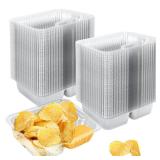 TKOnline 200 Pack 12oz Plastic Nacho Trays, 6x5 Inches 2 Compartments Disposable Snack Tray with Chip and Dip Holder, Clear Nacho Containers for Concession Stands Movie Night Carnival Party Supplies