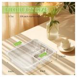 TKOnline 200 Pack 12oz Plastic Nacho Trays, 6x5 Inches 2 Compartments Disposable Snack Tray with Chip and Dip Holder, Clear Nacho Containers for Concession Stands Movie Night Carnival Party Supplies