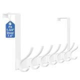 Peasulin Over The Door Hooks, Sturdy Door Hanger, Large Over The Door Towel Rack with 12 Hooks, Heavy Duty Easy to Install, for Bathroom, Bedroomï¼Kitchenï¼Hanging Towels, Coats (White)