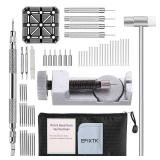Watch Band Strap Link Pins Remover Repair Tool,24 in 1 Kit with 6 Extra Tips Replacement,20PCS Cotter Pin,Spring Bar Tool Set,1PCS Head Hammer