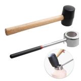 YiePhiot Coconut Opener Tools with Hammer, Super Safe & Easy to Open Young Coconuts Tool, Food Grade Stainless Steel Coconut Opener Set, Rubber Mallet with Handle