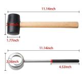 YiePhiot Coconut Opener Tools with Hammer, Super Safe & Easy to Open Young Coconuts Tool, Food Grade Stainless Steel Coconut Opener Set, Rubber Mallet with Handle