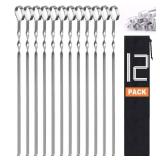 Skewers for Kabobs, 14\" Metal Kebab Skewers for Grilling Flat Long Stainless Steel Kabob Sticks, Reusable Grill Shish BBQ Barbecue Sticks for Meat Chicken Vegetable Shrimp
