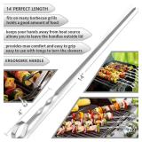 Skewers for Kabobs, 14\" Metal Kebab Skewers for Grilling Flat Long Stainless Steel Kabob Sticks, Reusable Grill Shish BBQ Barbecue Sticks for Meat Chicken Vegetable Shrimp