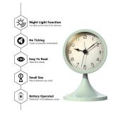 AYRELYÂ® 3\" Cute Analog Alarm Clock,Small Retro Table Clock Battery Operated,Slient Metal Desk Clock with Light for Living Room Decor,Bedroom,Bedside,Shelfï¼Greenï¼
