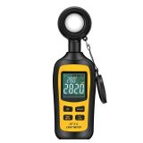 Light Meter Digital Illuminance Meter Handheld Ambient Temperature Measurer, Range up to 200,000 Lux, Luxmeter with 4 Digit Color LCD Screen