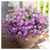 HyeFlora Artificial Flowers for Outdoors Fake Plants Outside Decoration, 12 Bundles Silk Purple Morning Glory UV Resistant Look Real Faux Flowers for Planter Front Door Porch Patio Yard Gardens Home
