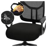 DIVA EN CAMINO DEC Water-Resistant Stretchable Desk Office Chair Seat Cushion Covers - Universal Spandex Computer Chair Slipcover - Removable Washable Cushion Protectors for Dogs, Cats, Black