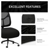 DIVA EN CAMINO DEC Water-Resistant Stretchable Desk Office Chair Seat Cushion Covers - Universal Spandex Computer Chair Slipcover - Removable Washable Cushion Protectors for Dogs, Cats, Black